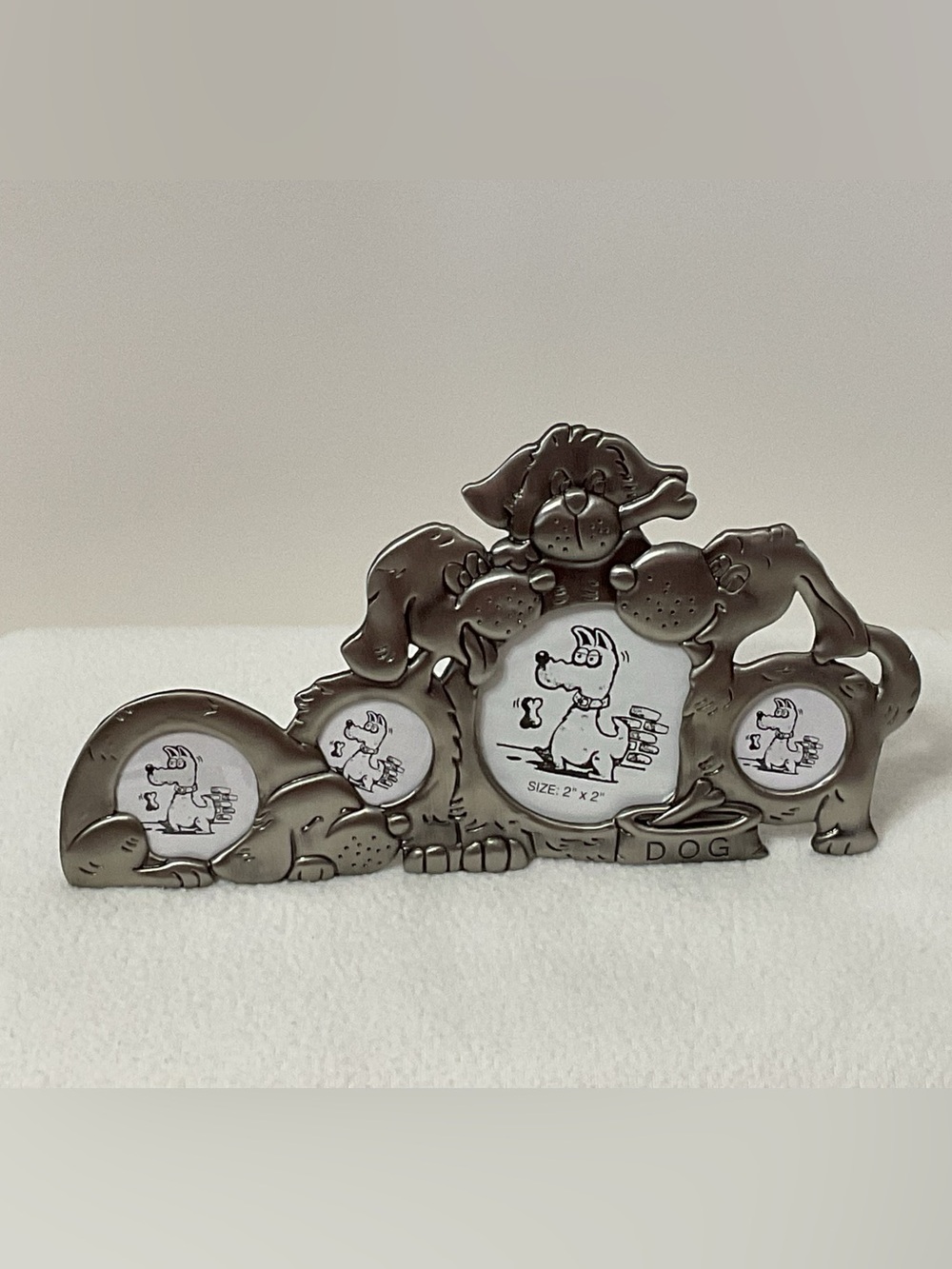 NIB PEWTER FINISH DOG COLLAGE PHOTO FRAME